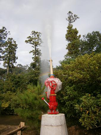 放水銃放水テスト状況