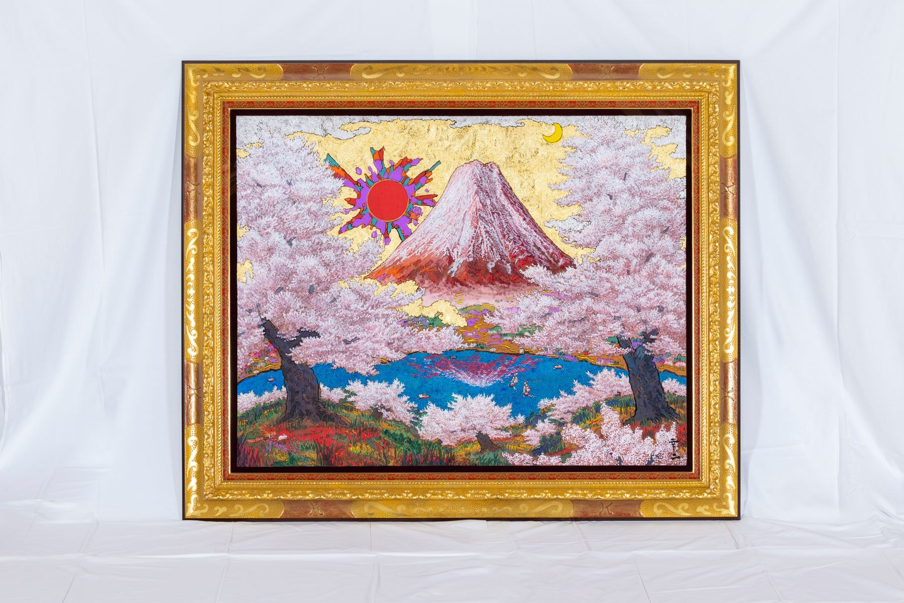 絵画　朝陽爛漫湖上富士（ちょうようらんまんこじょうふじ）